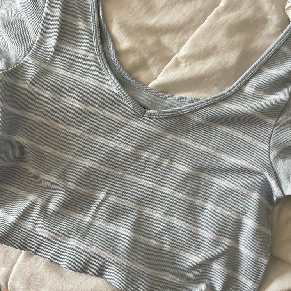 blue stripe crop top